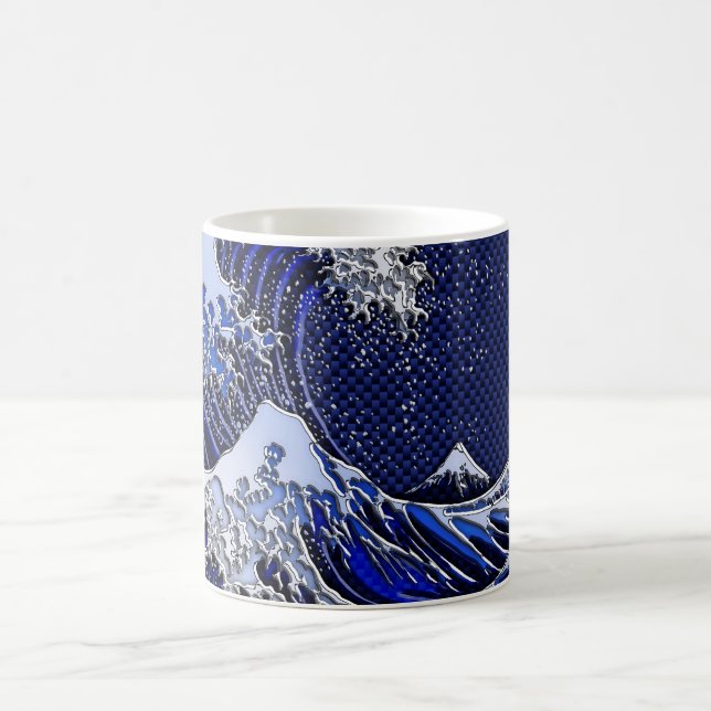 Underbara Hokusai Wave Carbon Fiber Stil Kaffemugg (Center)