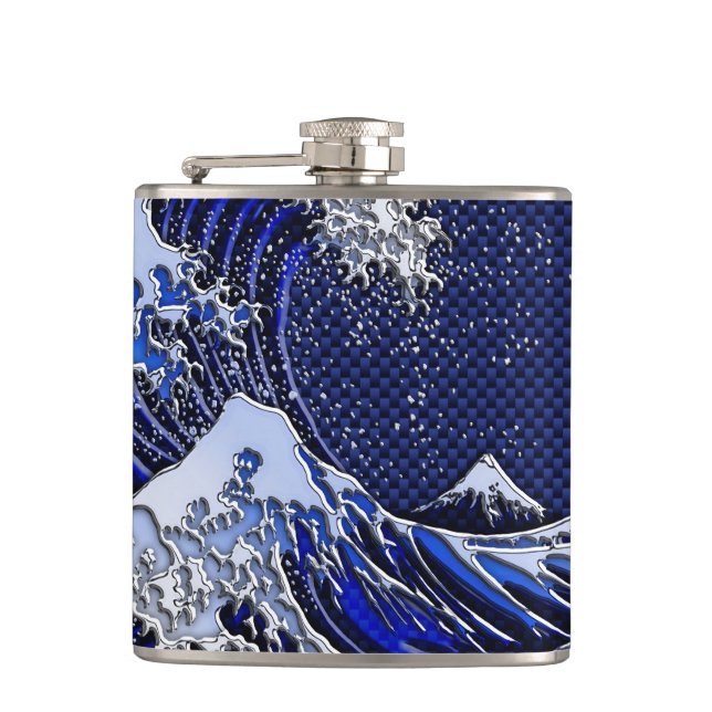 Underbara Hokusai Wave Chrome Carbon-utseende Fickplunta (Framsidan)