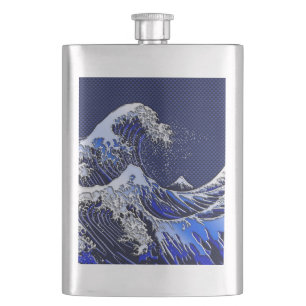 Underbara Hokusai Wave Chrome Carbon-utseende Fickplunta