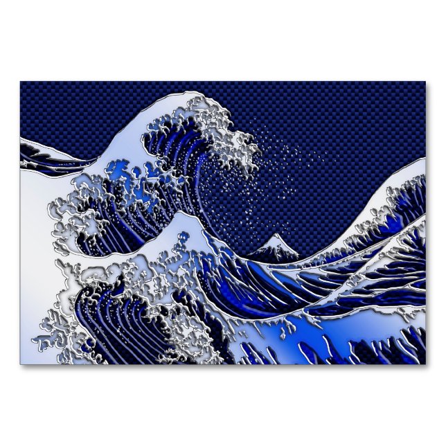 Underbara Hokusai Wave-kolfiber stilar Bordsnummer (Framsidan)