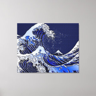 Underbara Hokusai Wave-kolfiber stilar Canvastryck