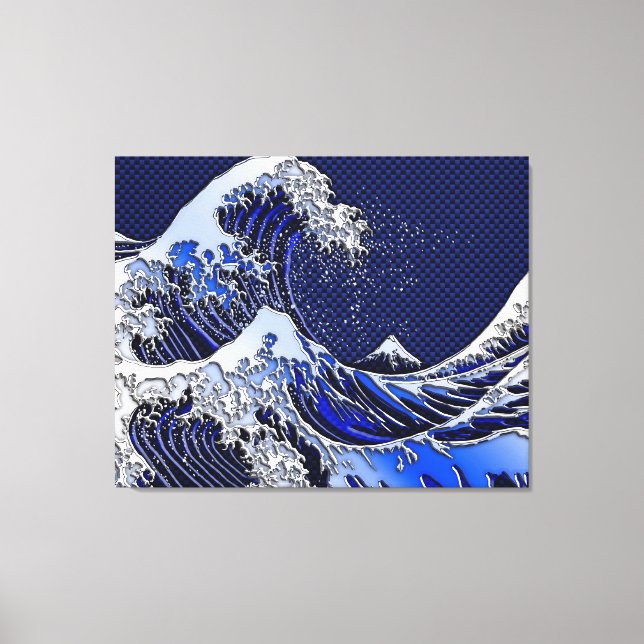 Underbara Hokusai Wave-kolfiber stilar Canvastryck (Framsida)