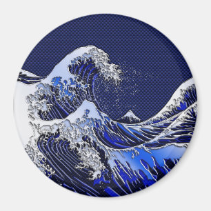 Underbara Hokusai Wave-kolfiber stilar Magnet