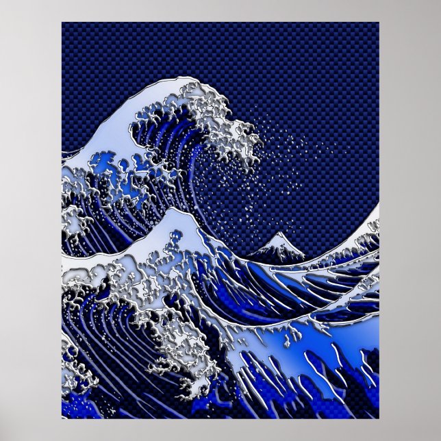 Underbara Hokusai Wave-kolfiber stilar Poster (Framsidan)