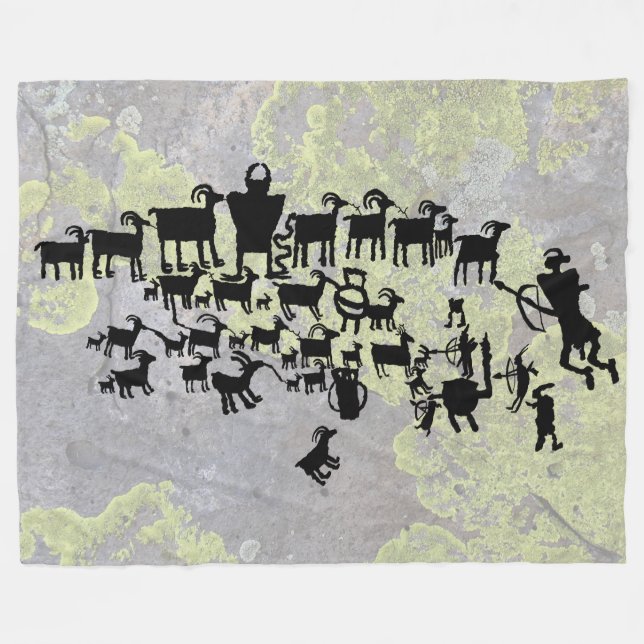Underbara Hunt Petroglyph Panel Fleecefilt (Framsidan (Horisontell))