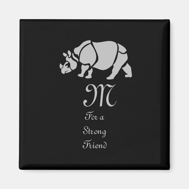 Underbara indiska noshörningar Unicorn Rhino Monog Magnet (Framsidan)