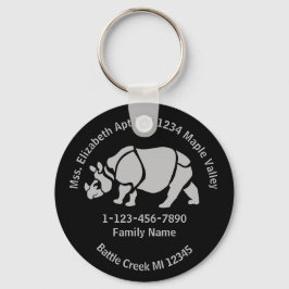 Underbara indiska Rhino Borttappad Home Adress Nyckelring