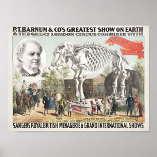 Underbara Jumbos Skeleton - P.T. Barnum Circus Pos Poster