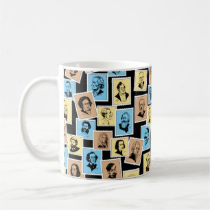 Underbara kompositörer på frimärke, tricolor m kaffemugg