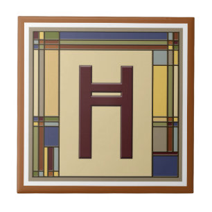 Underbara konst och hantverk Geometric Initial H Kakelplatta