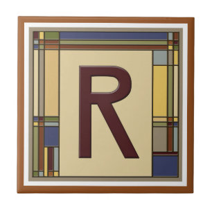Underbara konst och hantverk Geometric Initial R Kakelplatta