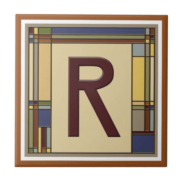 Underbara konst och hantverk Geometric Initial R Kakelplatta (Framsidan)