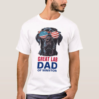 Underbara Labrador Pappa 4 juli amerikanska Flagga T Shirt