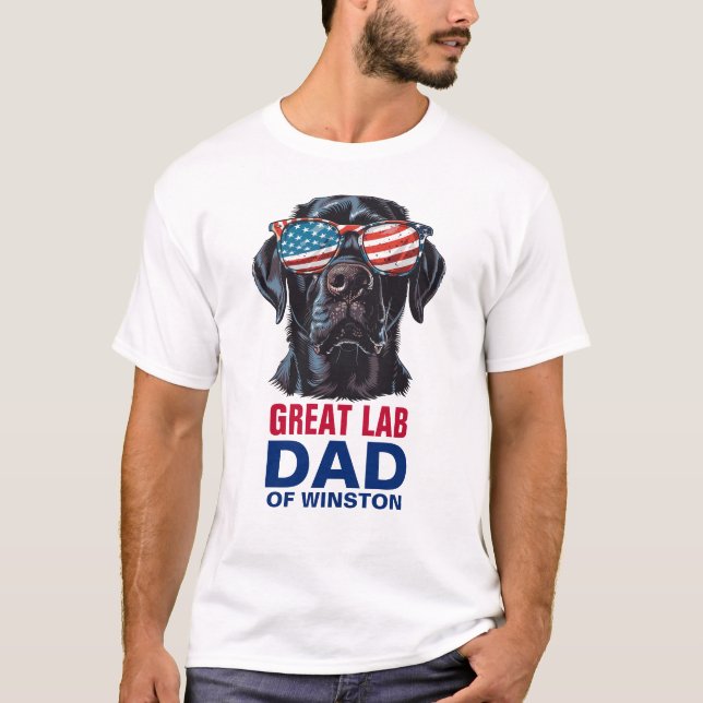 Underbara Labrador Pappa 4 juli amerikanska Flagga T Shirt (Framsida)