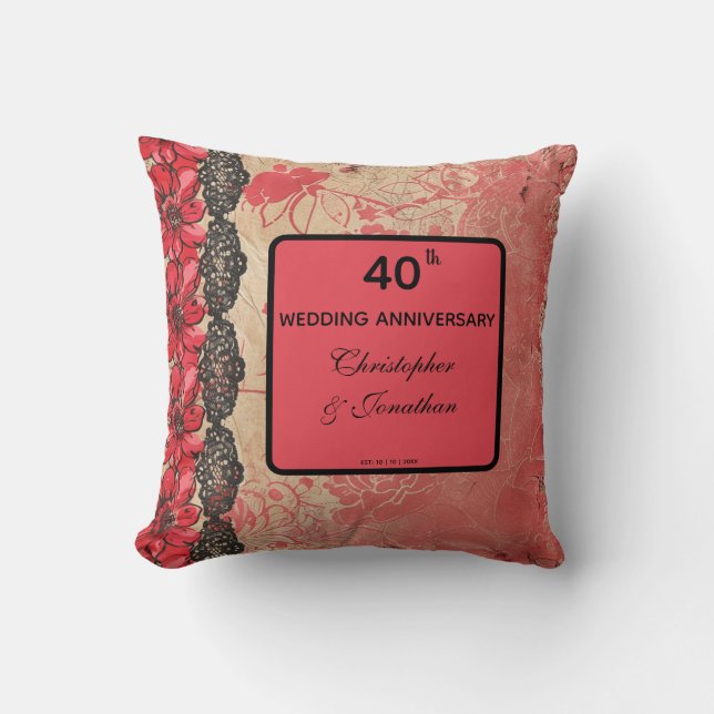 Underbara Lacy Boutique 40-års bröllopsjubileum  Kudde (Framsida)