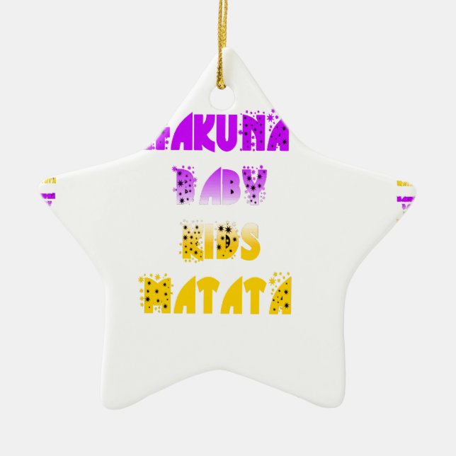 Underbara lila & gula Hakuna Matata Baby Barn Stru Julgransprydnad Keramik (Framsidan)