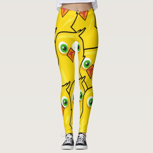 Underbara ljusa gula påskkycklingar leggings (Framsida)