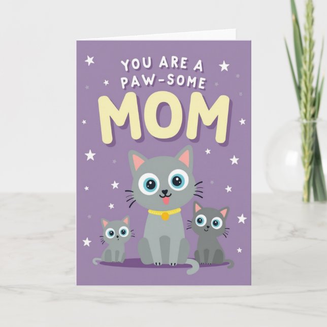Underbara Mamma Kattkonstkort Kort (Framsida)