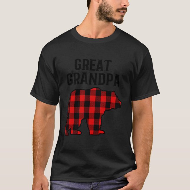 Underbara morfar-gåvor Red Black Buffalo Play Bear T Shirt (Framsida)
