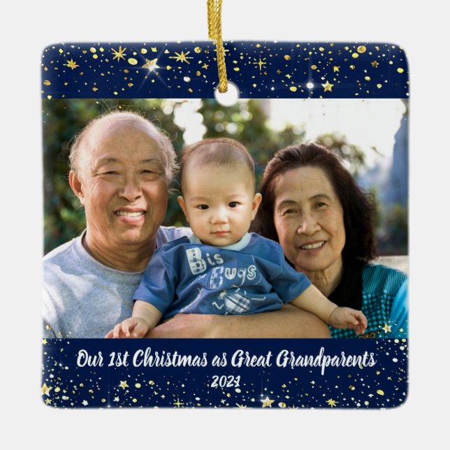 Underbara morföräldrar i jul 2 Photo Stars Julgransprydnad Keramik (Framsida)