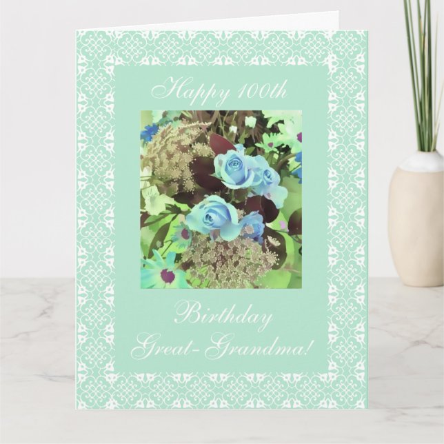 Underbara mormors 100-årsdag STORA Kort (Framsida)