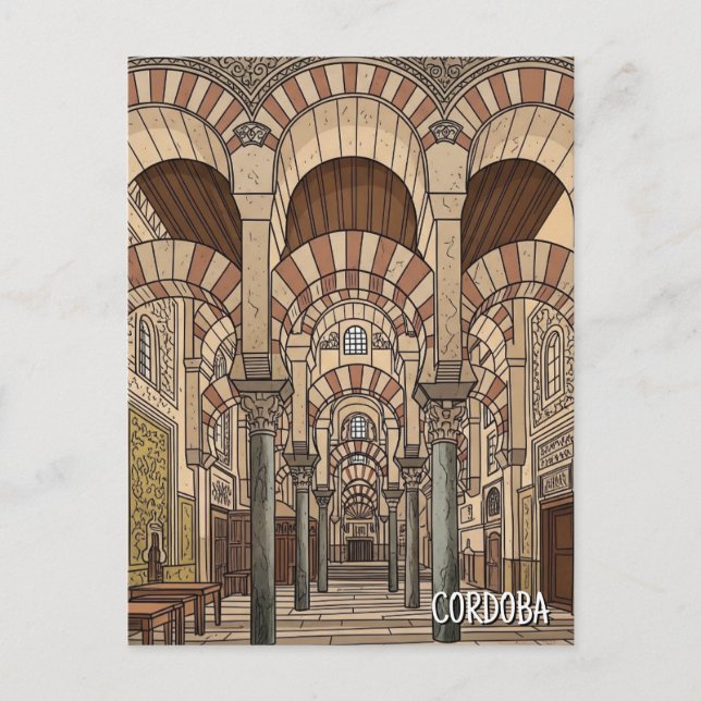 Underbara moskén i Cordoba Spanien Vykort (Framsida)