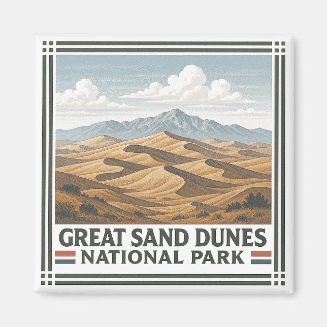Underbara nationalparken Sand Dunes Magnet (Framsidan)