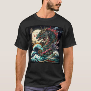 Underbara nattjapanska draken t shirt