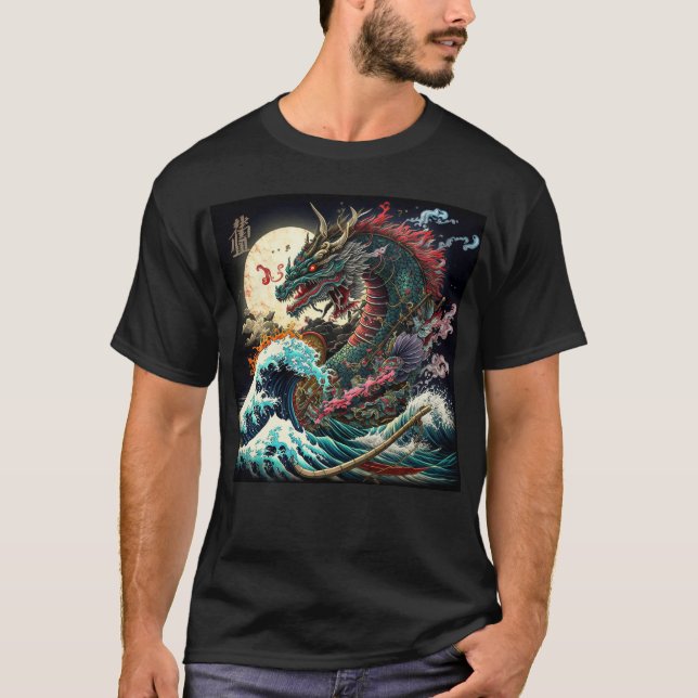 Underbara nattjapanska draken t shirt (Framsida)