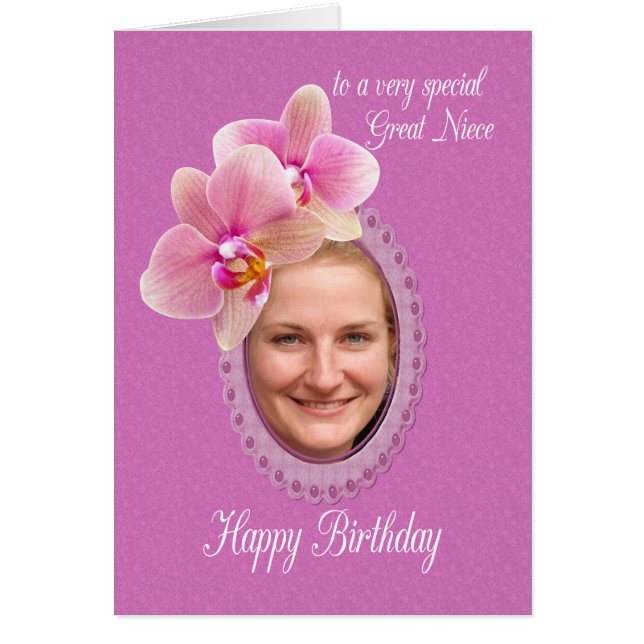 Underbara Niece Speciell Birthday Önskemål Orchids Hälsningskort (Framsidan)