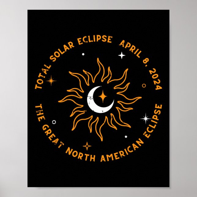Underbara Nordamerikanska Total Solar Eclipse Apri Poster (Framsidan)