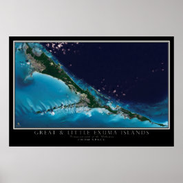 Underbara och lilla Exuma-öarna Bahamas Satellite  Poster
