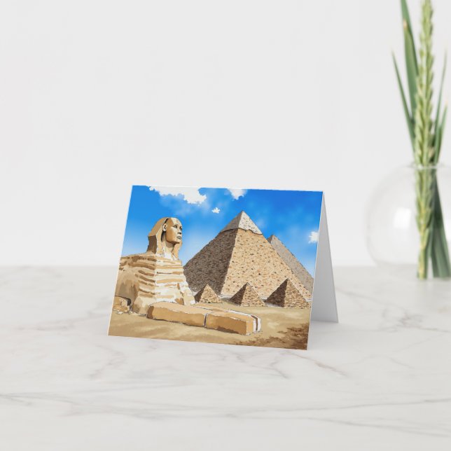 Underbara pyramider av Giza Egypten Watercolor Kort (Framsida)
