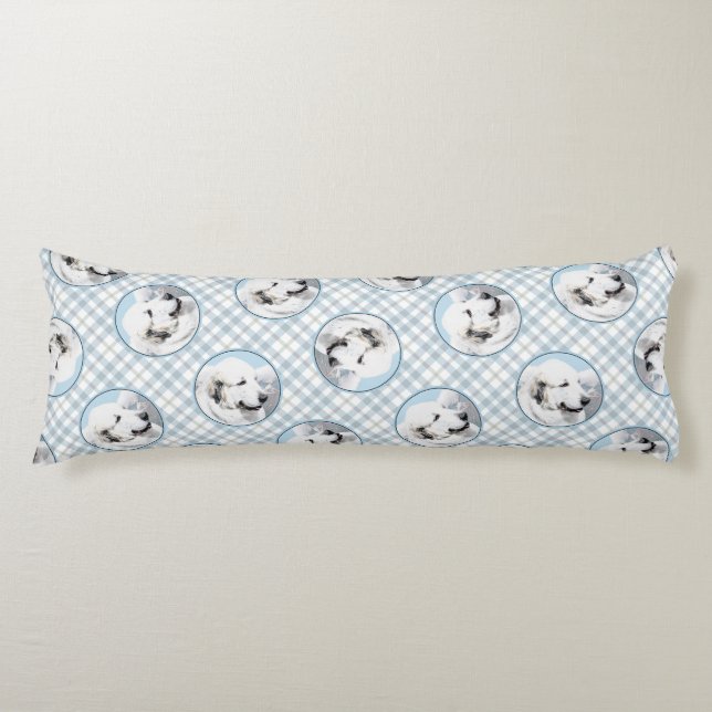 Underbara Pyrenéer målning Vit originalkonst av Pe Kroppskudde (Framsidan)