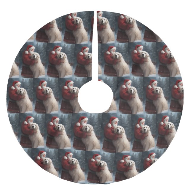 Underbara Pyrenéer med Jultomten julafton Julgransmatta Borstad Polyester (Framsidan)