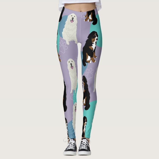 Underbara Pyrenéer och Bernese Mountain Hund Leggi Leggings (Framsida)