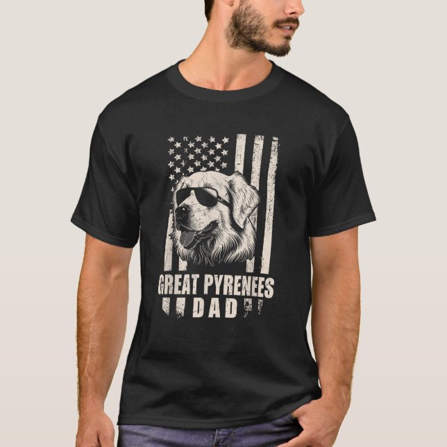 Underbara Pyrenéerna Hund Amerikanska Flagga Gifts T Shirt (Framsida)