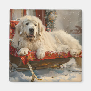 Underbara Pyrenéerna-Hund Julfesten Magnet