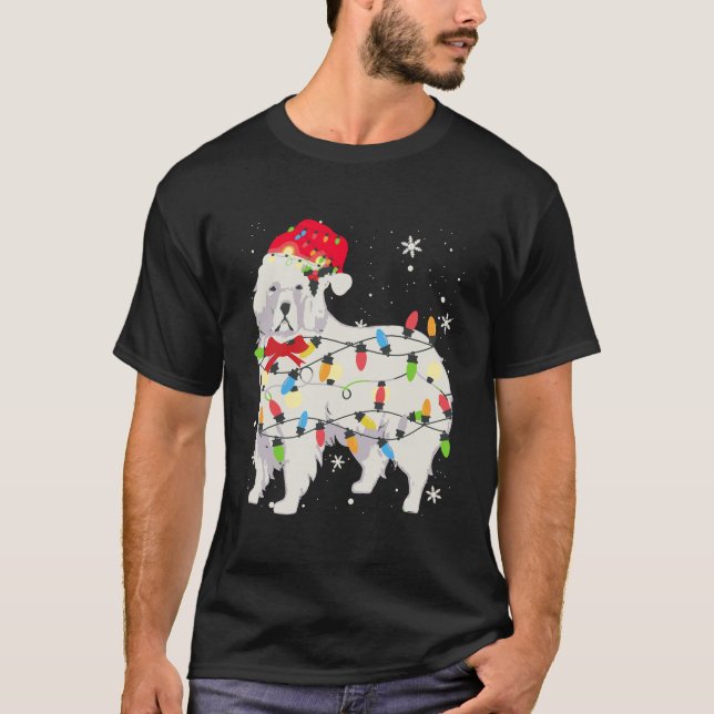 Underbara Pyrenéerna Hund Julljus Julafton Mamma P T Shirt (Framsida)