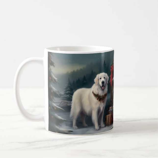 Underbara Pyrenéerna Hund under julen i Snö Kaffemugg (Vänster)