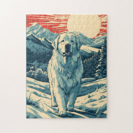 Underbara Pyrenéerna i de nutida bergen vid solned Pussel