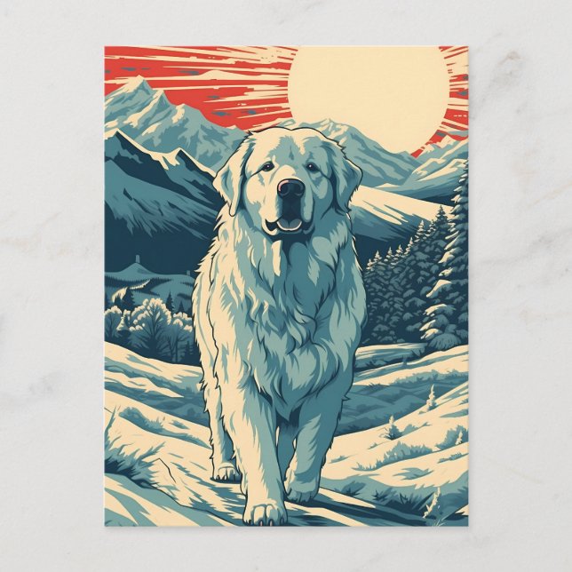 Underbara Pyrenéerna i de nutida bergen vid solned Vykort (Framsida)