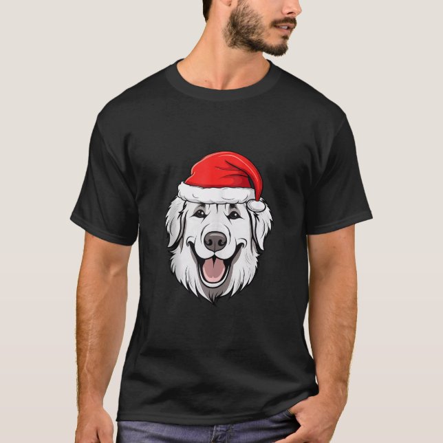 Underbara Pyrenéerna Jultomten Hund Cute Helgdag P T Shirt (Framsida)