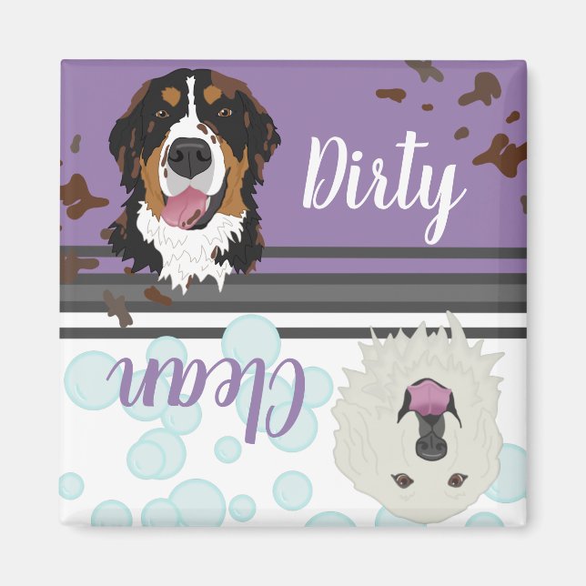 Underbara Pyrenéerna och Bernese Dirty/Clean Dishw Magnet (Framsidan)