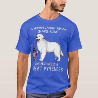 Underbara Pyrenéerna och vin Rolig hund T Shirt
