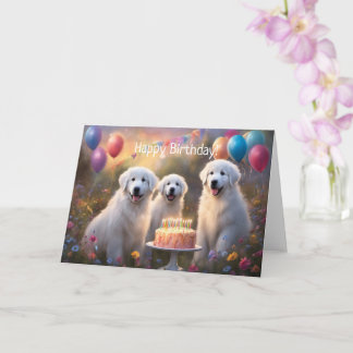 Underbara Pyrenéerna Puppies Grattis på födelsedag Kort