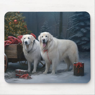 Underbara Pyrenéerna Snowy Sleigh-juldekretet Musmatta