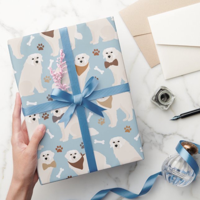 Underbara Pyrenéerna Tassar och Bones Wrapping Pap Presentpapper (Gifting)