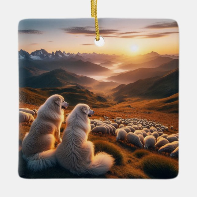 Underbara Pyrenéernas början på dagen Julgransprydnad Keramik (Framsida)