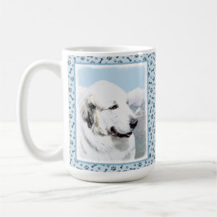 Underbara Pyrenees som målar - original- hundkonst Kaffemugg